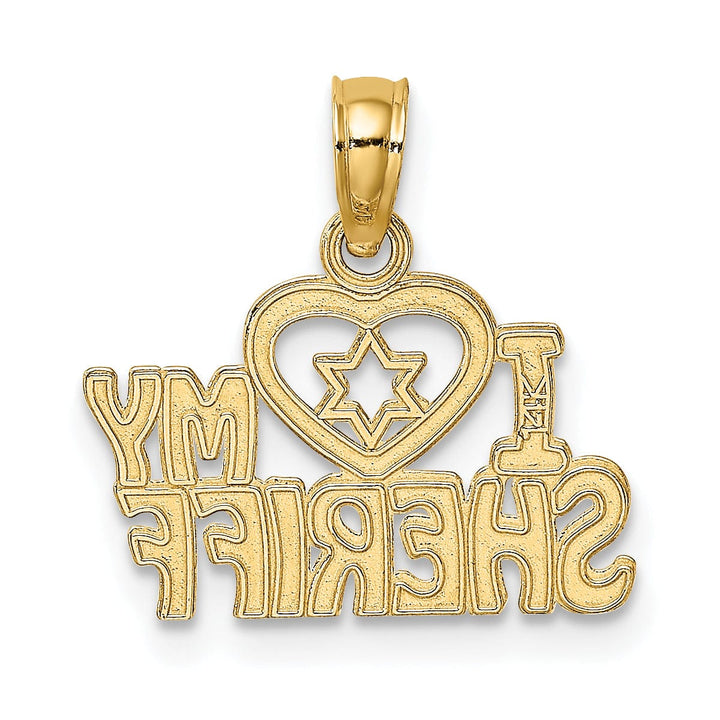 Lovely Rita's Pendants & Charms 14K Yellow Gold Open Back Polished Finish I HEART MY DEPUTY Charm Pendant