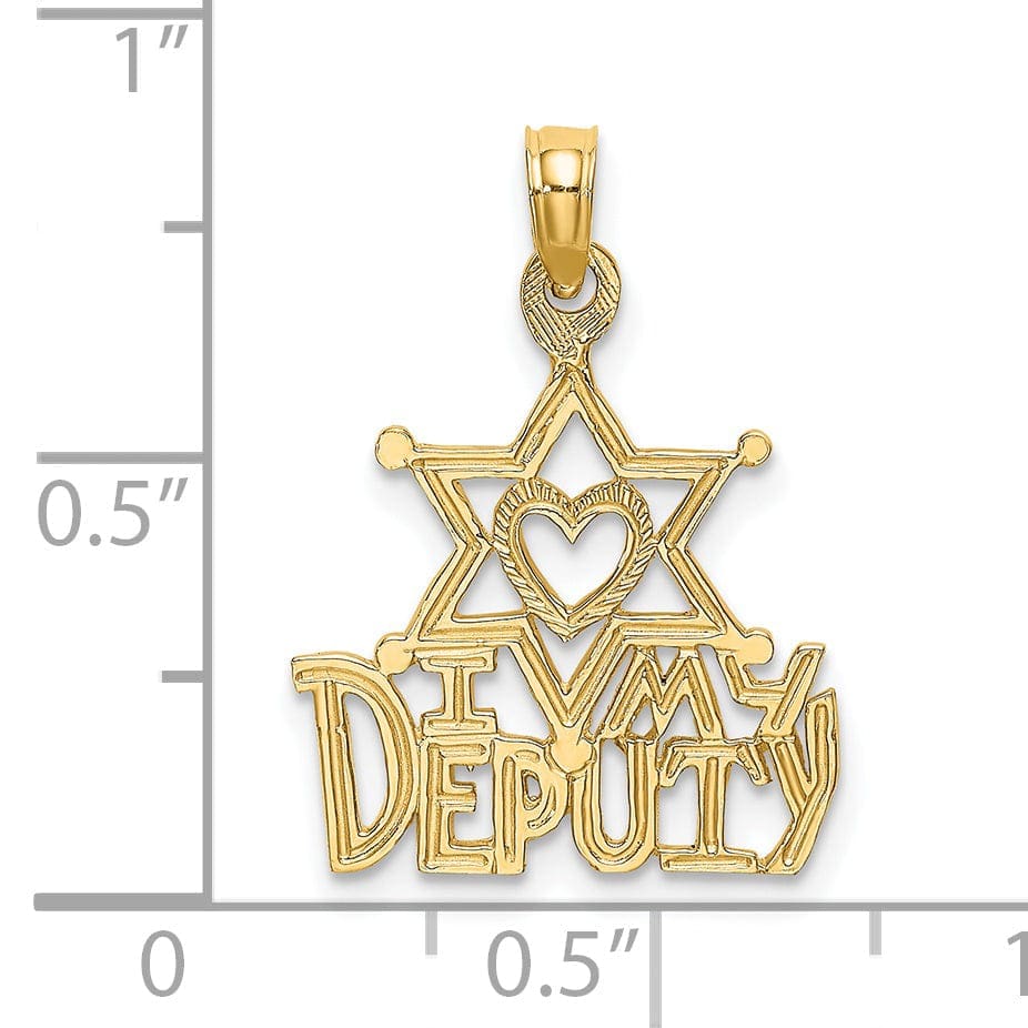 Lovely Rita's Pendants & Charms 14K Yellow Gold Open Back Polished Finish I HEART MY DEPUTY Charm Pendant