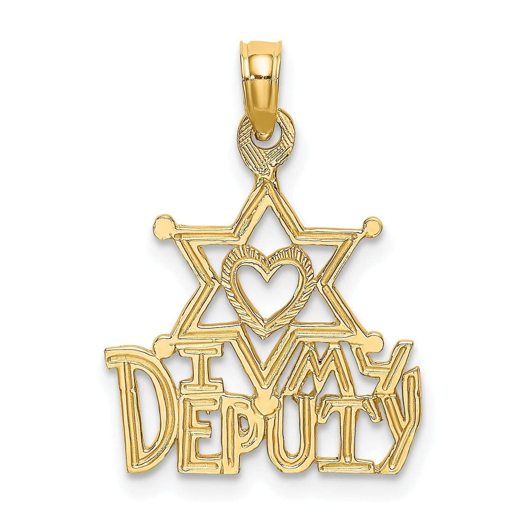 Lovely Rita's Pendants & Charms 14K Yellow Gold Open Back Polished Finish I HEART MY DEPUTY Charm Pendant