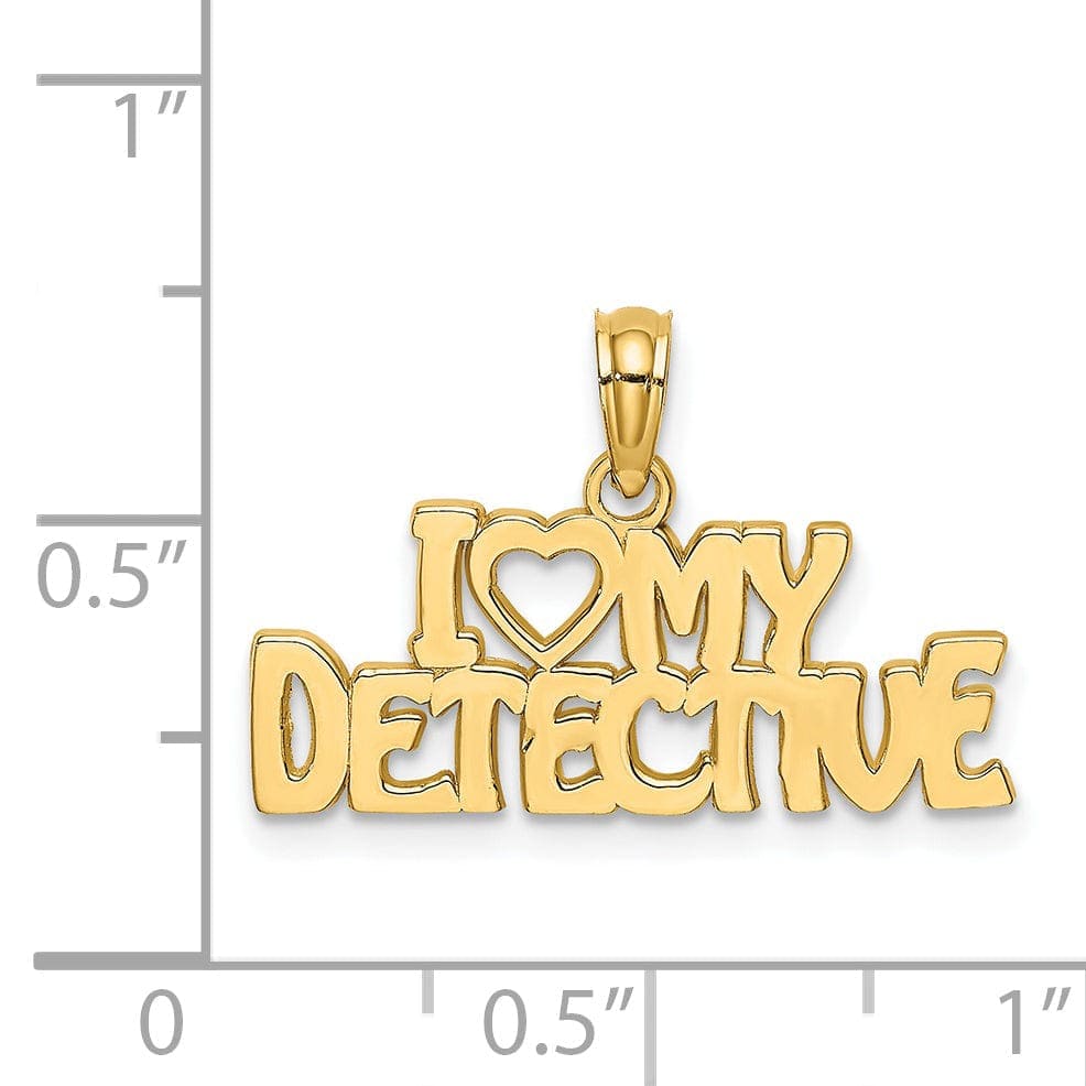 Lovely Rita's Pendants & Charms 14K Yellow Gold Open Back Polished Finish I HEART MY DETECTIVE Charm Pendant