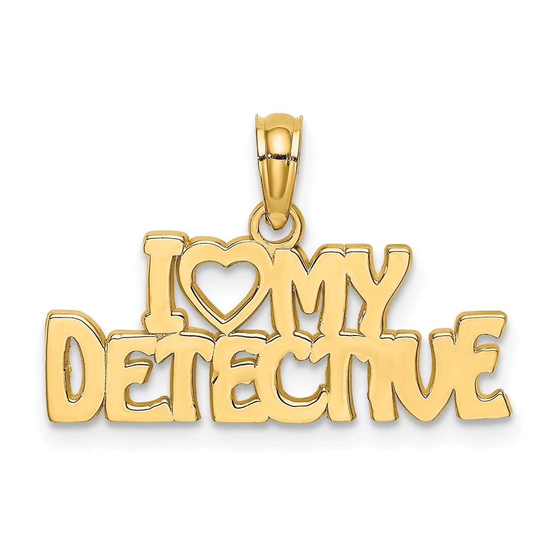 Lovely Rita's Pendants & Charms 14K Yellow Gold Open Back Polished Finish I HEART MY DETECTIVE Charm Pendant