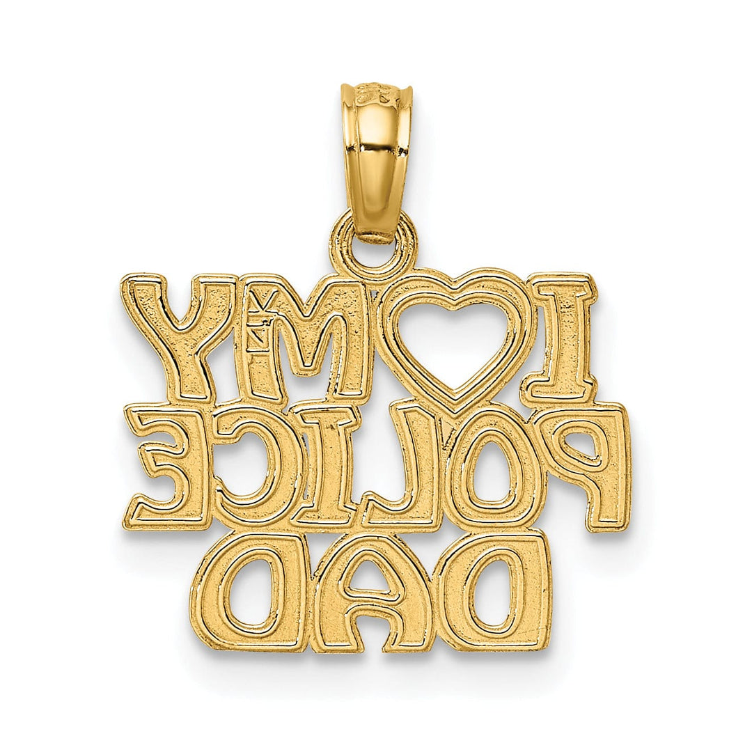 Lovely Rita's Pendants & Charms 14k Yellow Gold Open Back Polished Finish I HEART MY POLICE DAD Charm Pendant