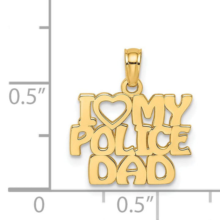 Lovely Rita's Pendants & Charms 14k Yellow Gold Open Back Polished Finish I HEART MY POLICE DAD Charm Pendant