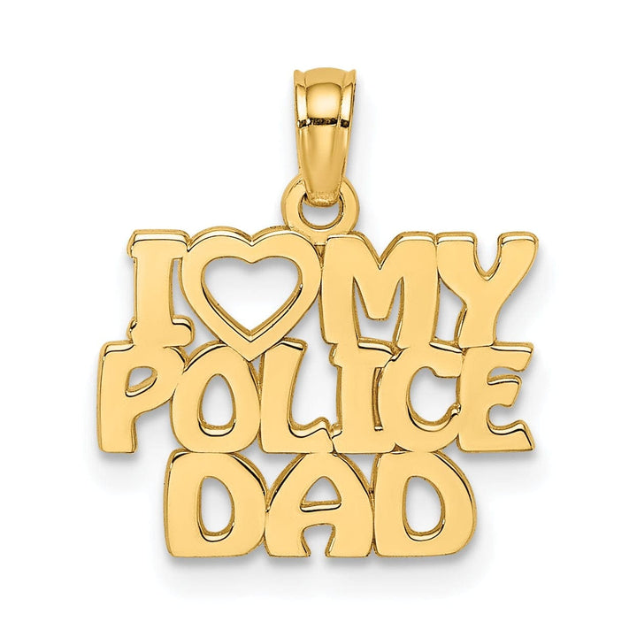 Lovely Rita's Pendants & Charms 14k Yellow Gold Open Back Polished Finish I HEART MY POLICE DAD Charm Pendant