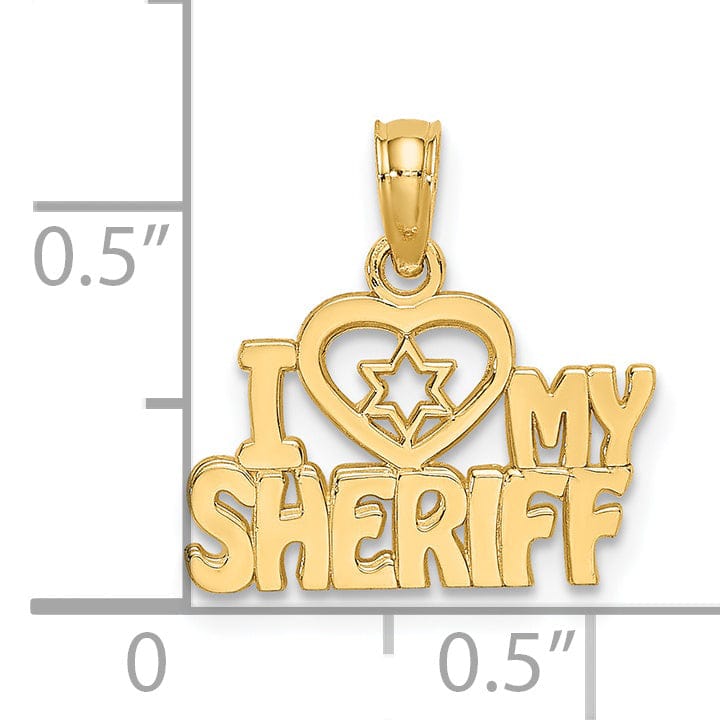 Lovely Rita's Pendants & Charms 14k Yellow Gold Open Back Polished Finish I HEART MY SHERIFF Charm Pendant