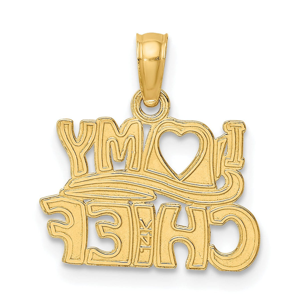 Lovely Rita's Pendants & Charms 14k Yellow Gold Open Back Polished Finish I LOVE MY CHIEF Charm Pendant