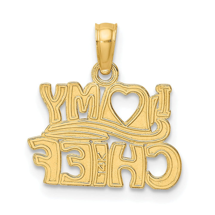 Lovely Rita's Pendants & Charms 14k Yellow Gold Open Back Polished Finish I LOVE MY CHIEF Charm Pendant