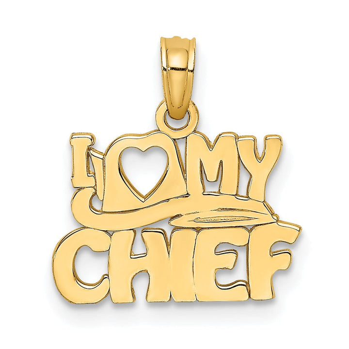 Lovely Rita's Pendants & Charms 14k Yellow Gold Open Back Polished Finish I LOVE MY CHIEF Charm Pendant
