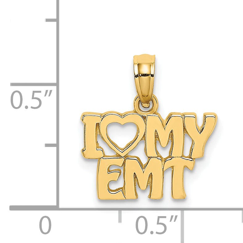Lovely Rita's Pendants & Charms 14k Yellow Gold Open Back Polished Finish I LOVE MY EMT Charm Pendant