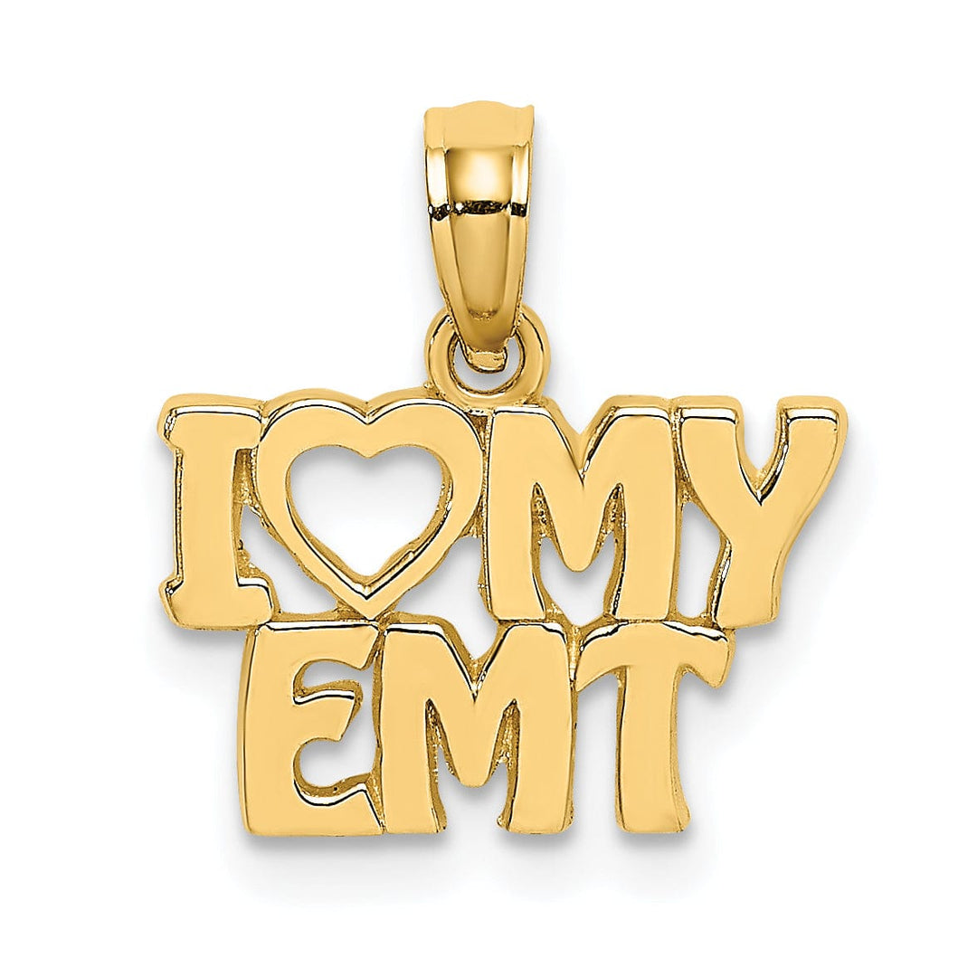 Lovely Rita's Pendants & Charms 14k Yellow Gold Open Back Polished Finish I LOVE MY EMT Charm Pendant