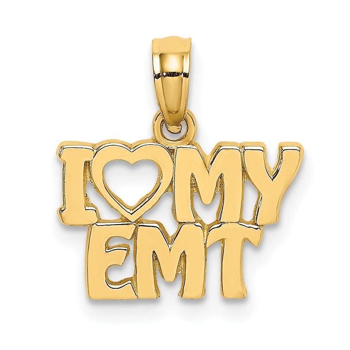 Lovely Rita's Pendants & Charms 14k Yellow Gold Open Back Polished Finish I LOVE MY EMT Charm Pendant
