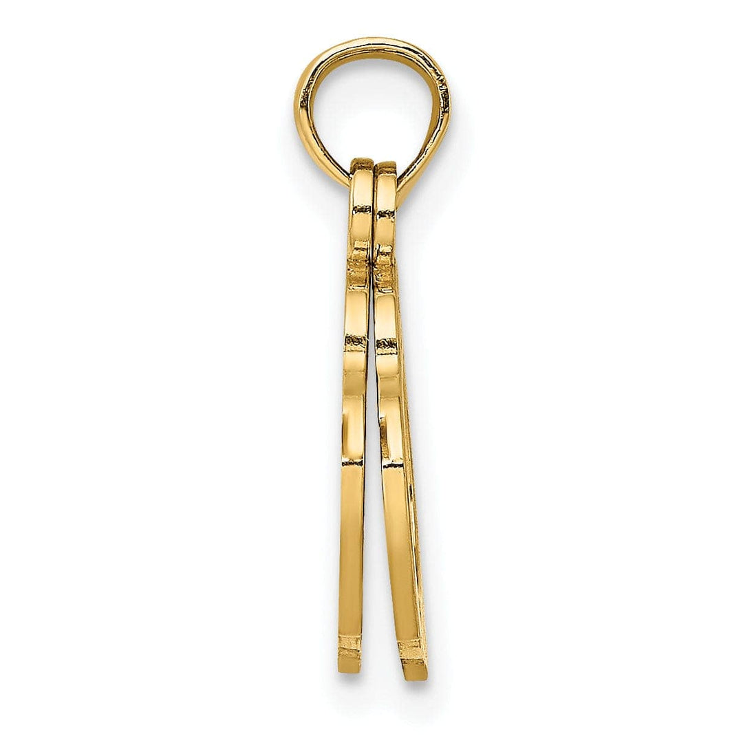 Lovely Rita's Pendants & Charms 14K Yellow Gold Open Back Polished Finish Moveable 2-Piece Handcuffs Charm Pendant