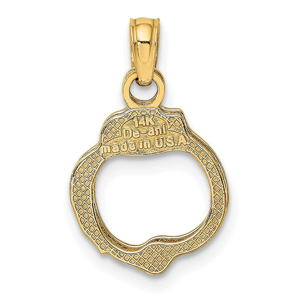 Lovely Rita's Pendants & Charms 14K Yellow Gold Open Back Polished Finish Moveable 2-Piece Handcuffs Charm Pendant