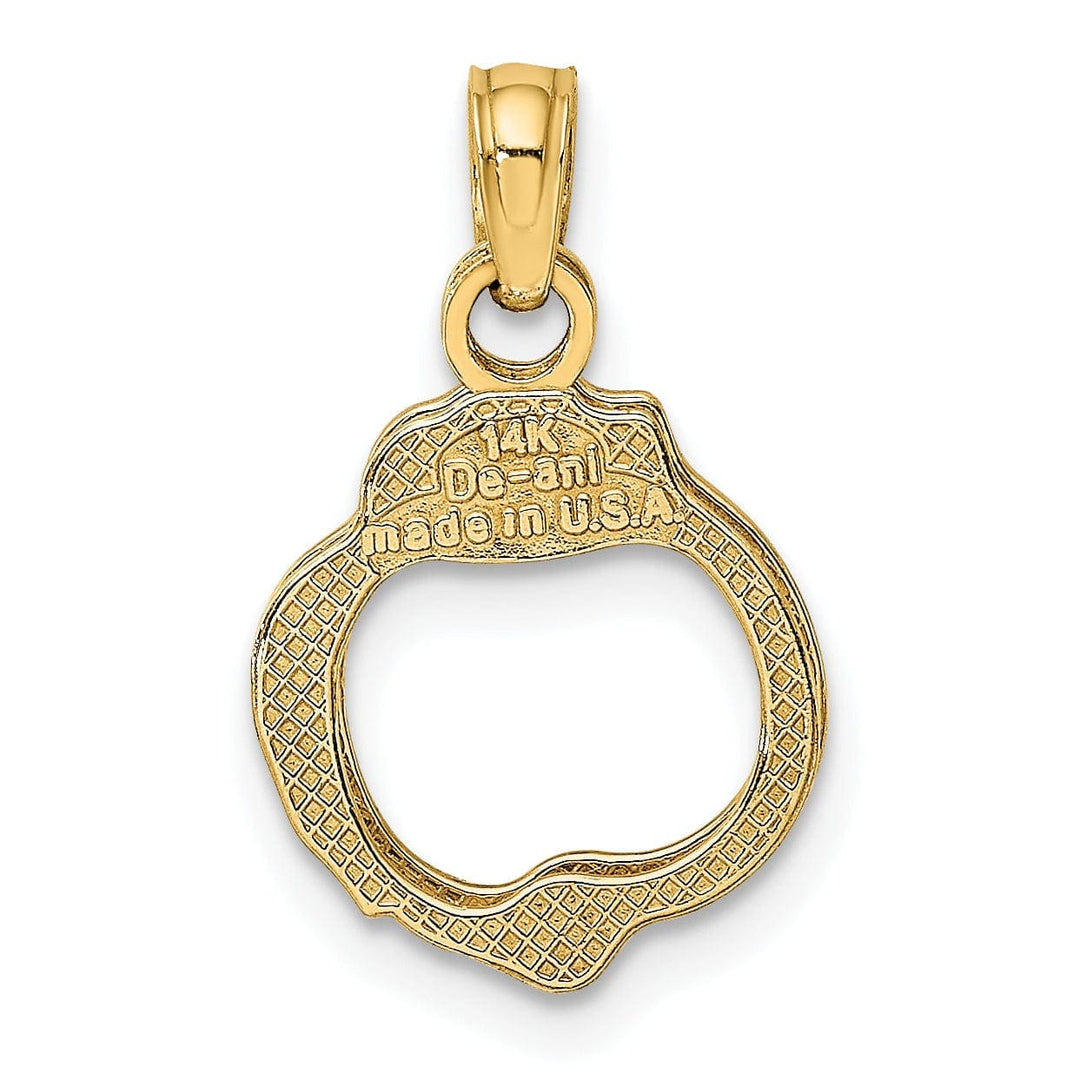 Lovely Rita's Pendants & Charms 14K Yellow Gold Open Back Polished Finish Moveable 2-Piece Handcuffs Charm Pendant