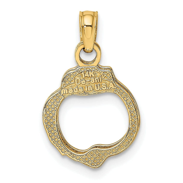Lovely Rita's Pendants & Charms 14K Yellow Gold Open Back Polished Finish Moveable 2-Piece Handcuffs Charm Pendant