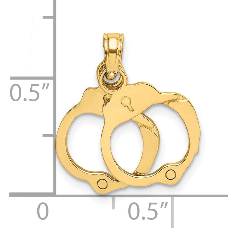 Lovely Rita's Pendants & Charms 14K Yellow Gold Open Back Polished Finish Moveable 2-Piece Handcuffs Charm Pendant
