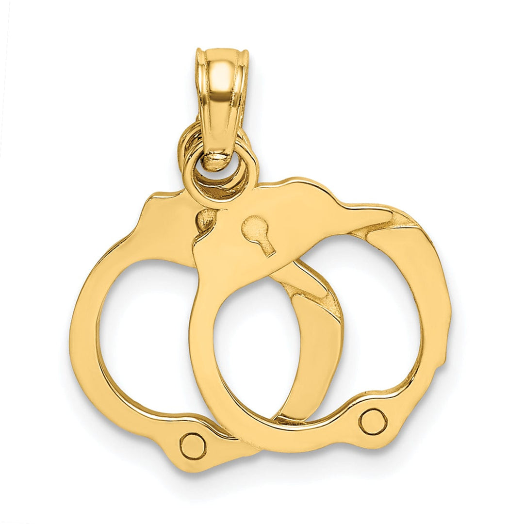Lovely Rita's Pendants & Charms 14K Yellow Gold Open Back Polished Finish Moveable 2-Piece Handcuffs Charm Pendant