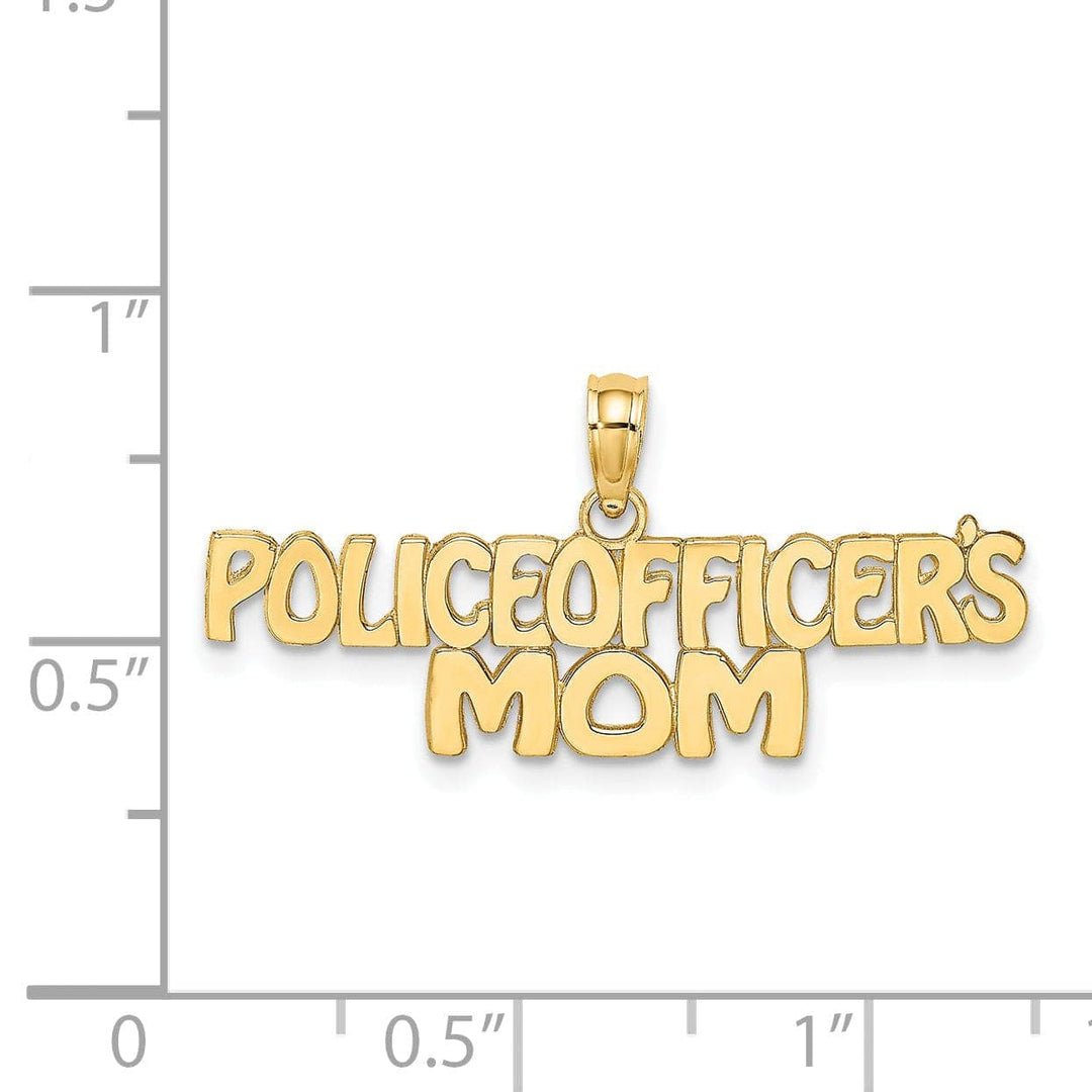 Lovely Rita's Pendants & Charms 14k Yellow Gold Open Back Polished Finish POLICE OFFICER'S MOM Charm Pendant