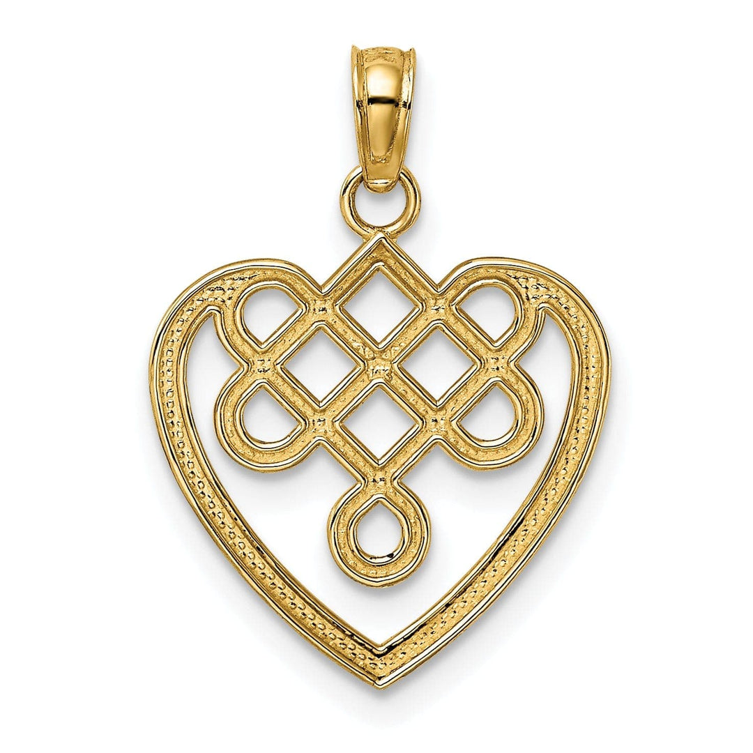 Lovely Rita's Pendants & Charms 14K Yellow Gold Open Back Polished Finish Small Celtic Knot Heart Design Charm Pendant