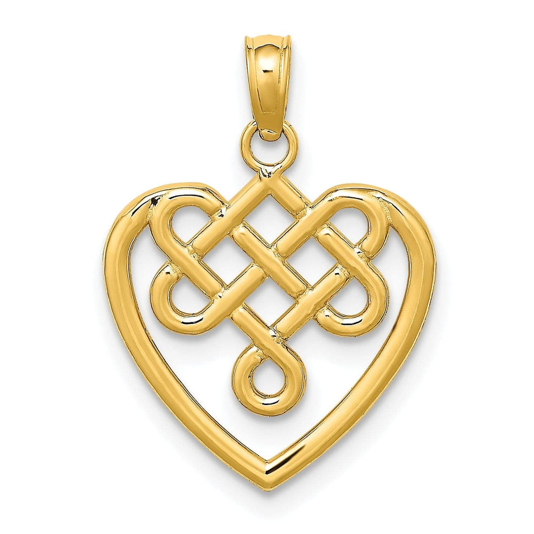 Lovely Rita's Pendants & Charms 14K Yellow Gold Open Back Polished Finish Small Celtic Knot Heart Design Charm Pendant