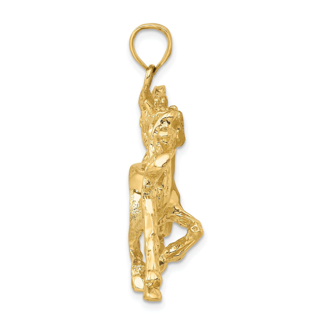 Lovely Rita's Pendants & Charms 14K Yellow Gold Open Back Polished Textured Finish Dancing Horse Charm Pendant