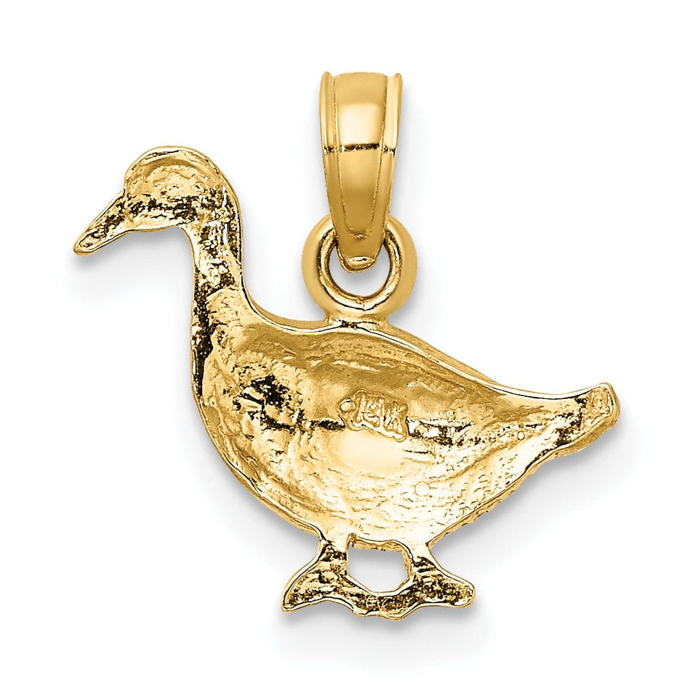 Lovely Rita's Pendants & Charms 14K Yellow Gold Open Back Polished Textured Finish Goose Bird Charm Pendant