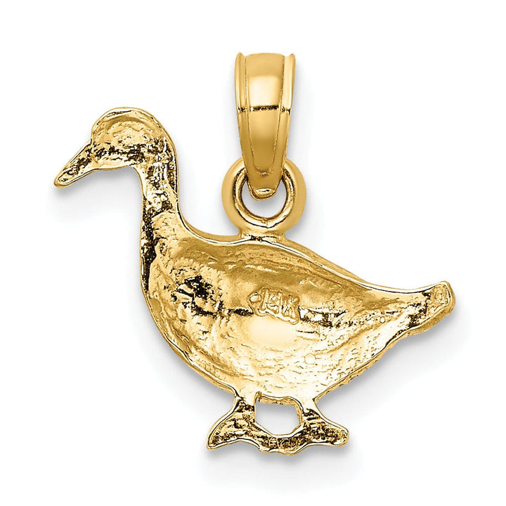 Lovely Rita's Pendants & Charms 14K Yellow Gold Open Back Polished Textured Finish Goose Bird Charm Pendant