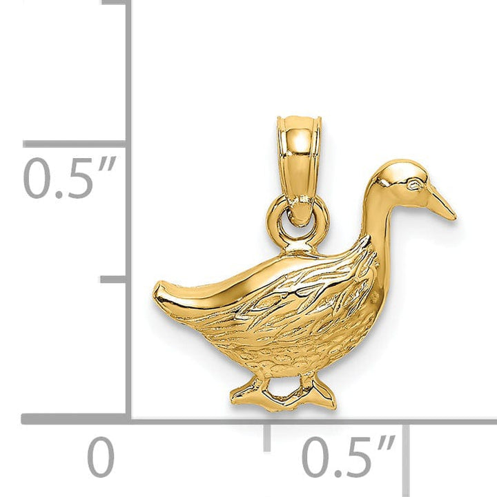 Lovely Rita's Pendants & Charms 14K Yellow Gold Open Back Polished Textured Finish Goose Bird Charm Pendant