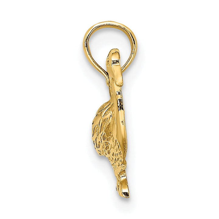 Lovely Rita's Pendants & Charms 14K Yellow Gold Open Back Polished Textured Finish Goose Bird Charm Pendant
