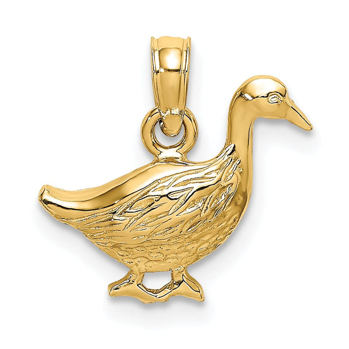 Lovely Rita's Pendants & Charms 14K Yellow Gold Open Back Polished Textured Finish Goose Bird Charm Pendant