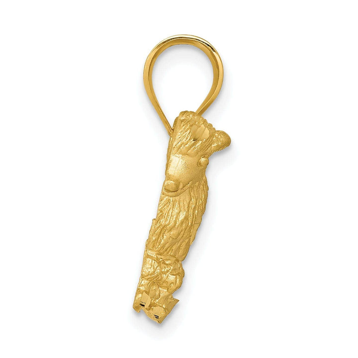 Lovely Rita's Pendants & Charms 14k Yellow Gold Open Back Solid Brushed Diamond Cut Polished Finish Poodle Dog Charm Pendant