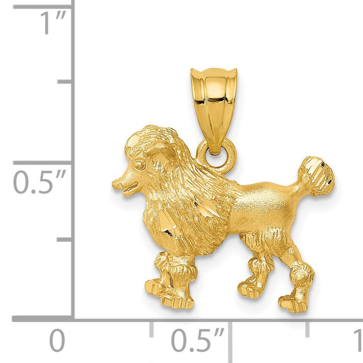 Lovely Rita's Pendants & Charms 14k Yellow Gold Open Back Solid Brushed Diamond Cut Polished Finish Poodle Dog Charm Pendant
