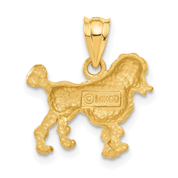 Lovely Rita's Pendants & Charms 14k Yellow Gold Open Back Solid Brushed Diamond Cut Polished Finish Poodle Dog Charm Pendant