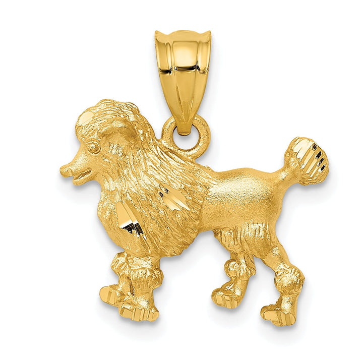 Lovely Rita's Pendants & Charms 14k Yellow Gold Open Back Solid Brushed Diamond Cut Polished Finish Poodle Dog Charm Pendant
