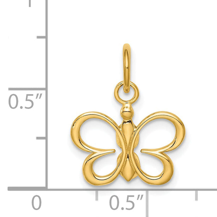 Lovely Rita's Pendants & Charms 14k Yellow Gold Open Back Solid Casted Polished Finish Butterfly Charm Pendant