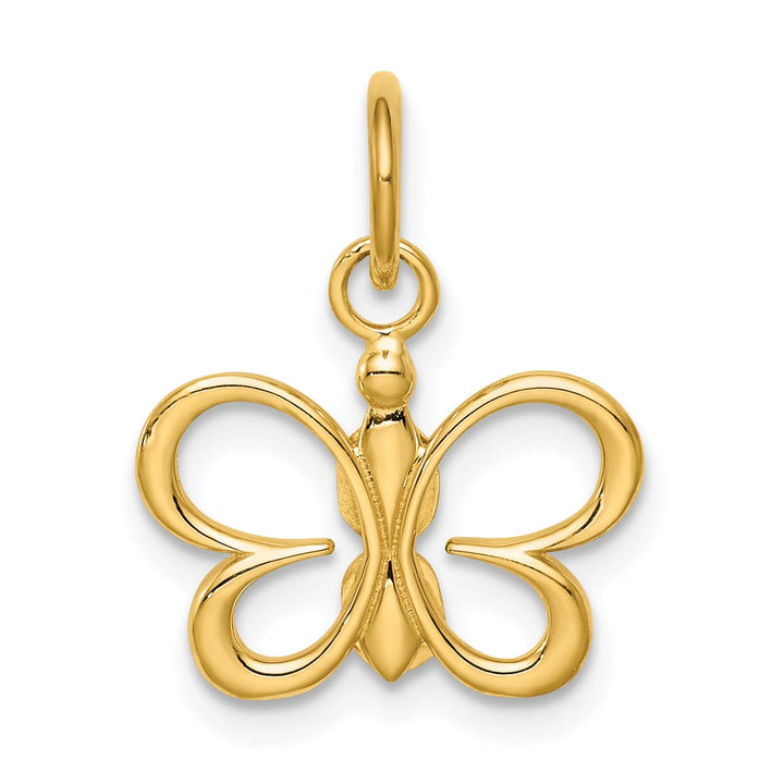 Lovely Rita's Pendants & Charms 14k Yellow Gold Open Back Solid Casted Polished Finish Butterfly Charm Pendant