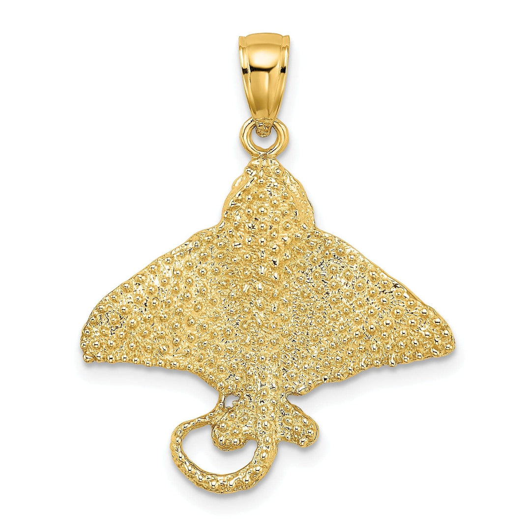 Lovely Rita's Pendants & Charms 14K Yellow Gold Open Back Solid Casted Textured Polished Finish Spotted Eagle Ray Charm Pendant