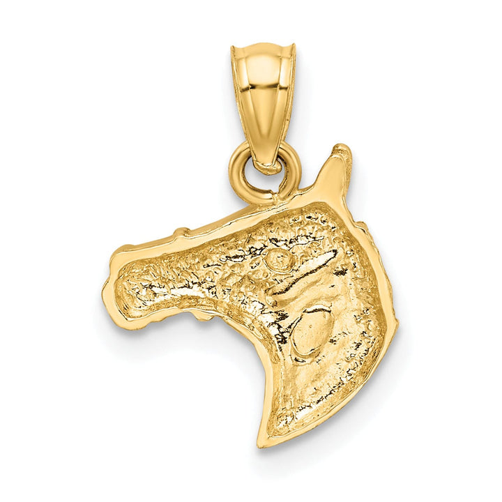Lovely Rita's Pendants & Charms 14k Yellow Gold Open Back Solid Diamond Cut Brushed Finish Horse Head Design Mens Charm Pendant