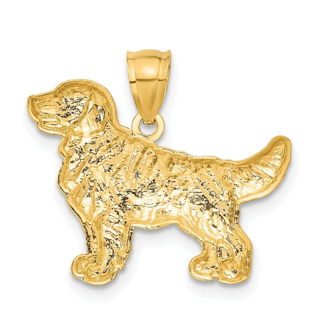 Lovely Rita's Pendants & Charms 14k Yellow Gold Open Back Solid Diamond Cut Satin Finish Retriever Dog Charm Pendant