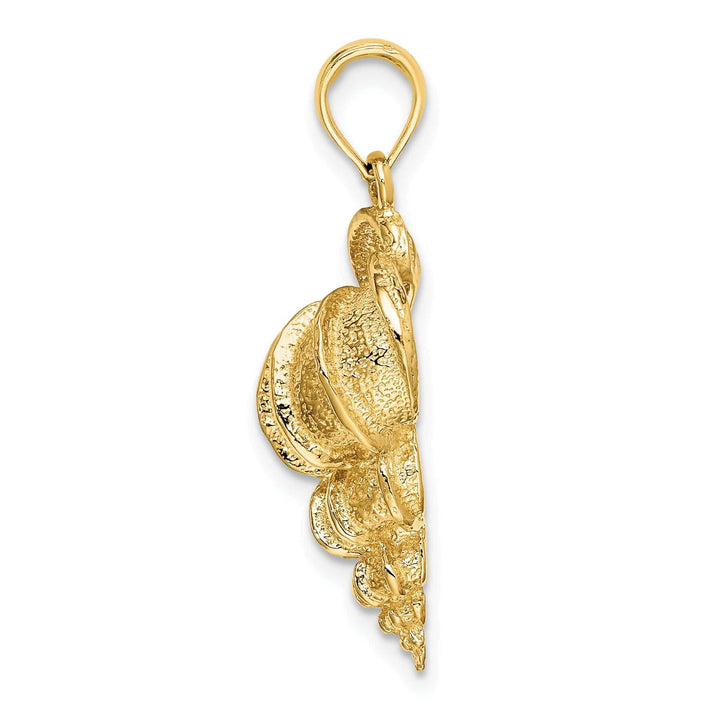 Lovely Rita's Pendants & Charms 14K Yellow Gold Open Back Solid Polish Texture Finish Wentletrap Shell Charm Pendant
