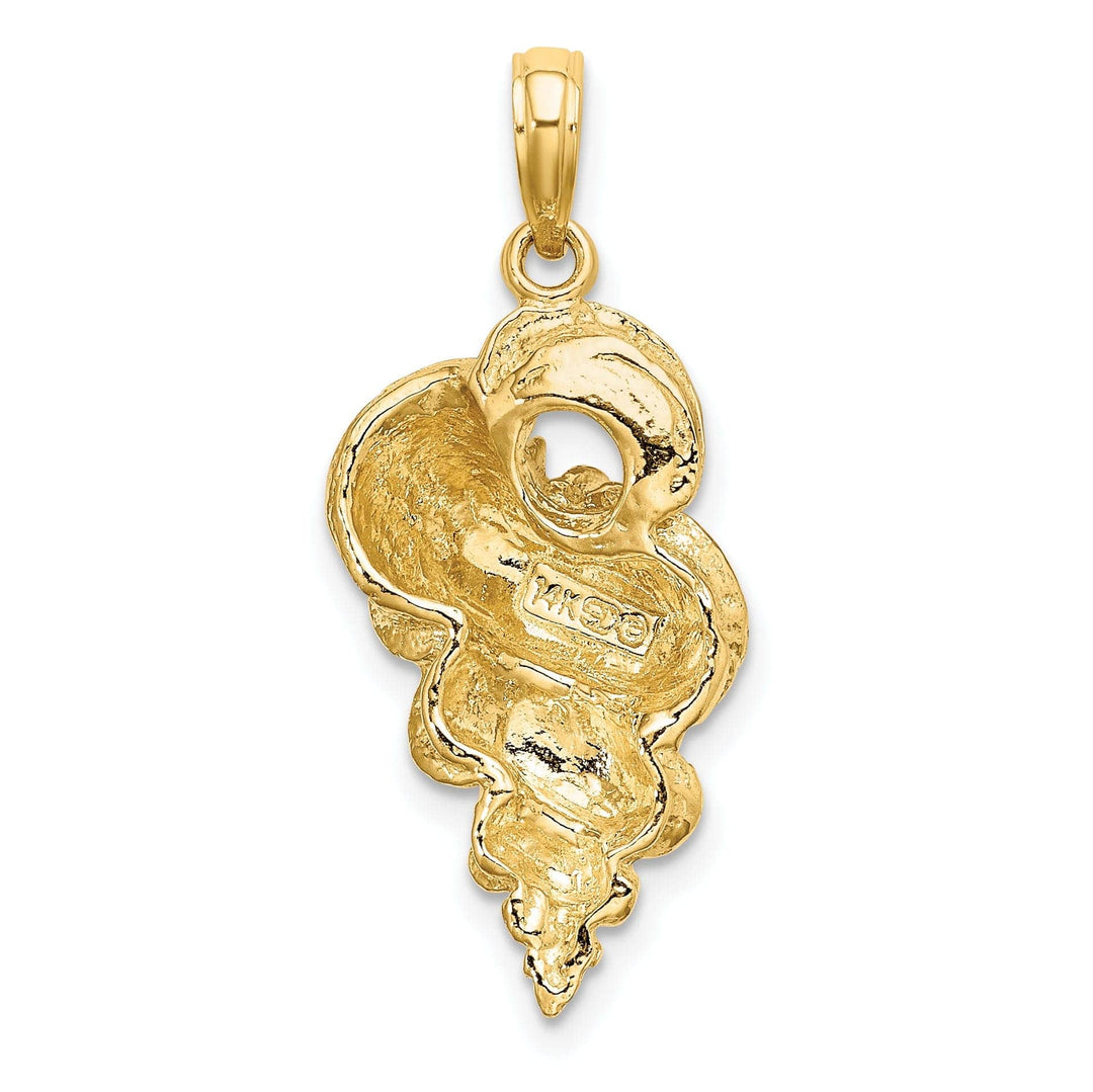 Lovely Rita's Pendants & Charms 14K Yellow Gold Open Back Solid Polish Texture Finish Wentletrap Shell Charm Pendant