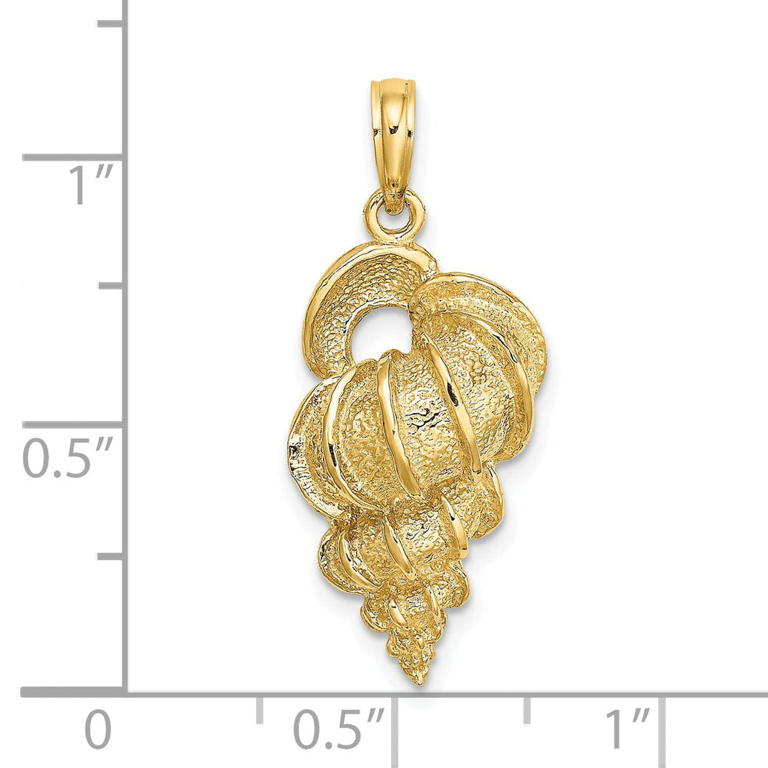 Lovely Rita's Pendants & Charms 14K Yellow Gold Open Back Solid Polish Texture Finish Wentletrap Shell Charm Pendant