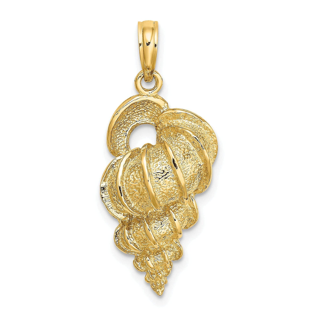 Lovely Rita's Pendants & Charms 14K Yellow Gold Open Back Solid Polish Texture Finish Wentletrap Shell Charm Pendant