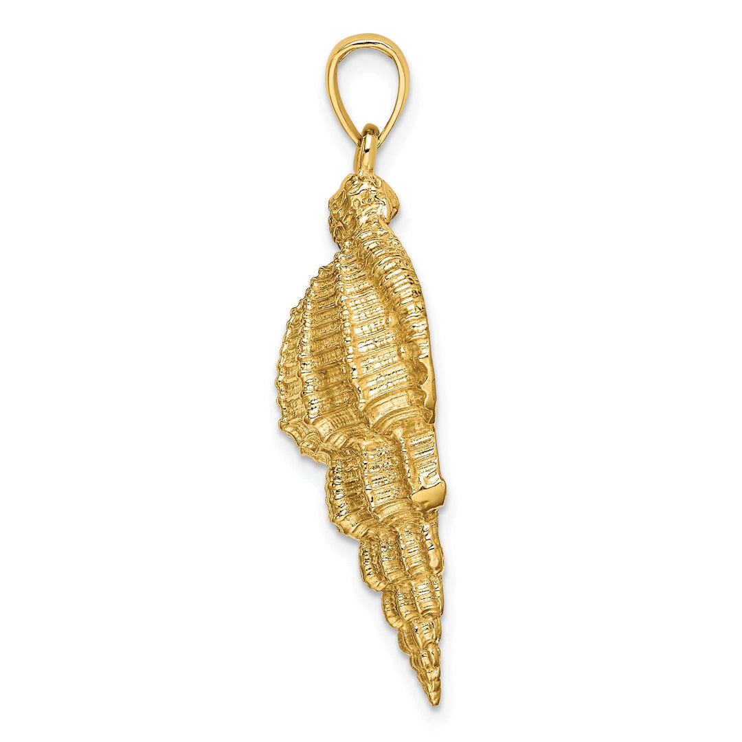 Lovely Rita's Pendants & Charms 14K Yellow Gold Open Back Solid Polish Textured Finish Wentletrap Shell Charm Pendant