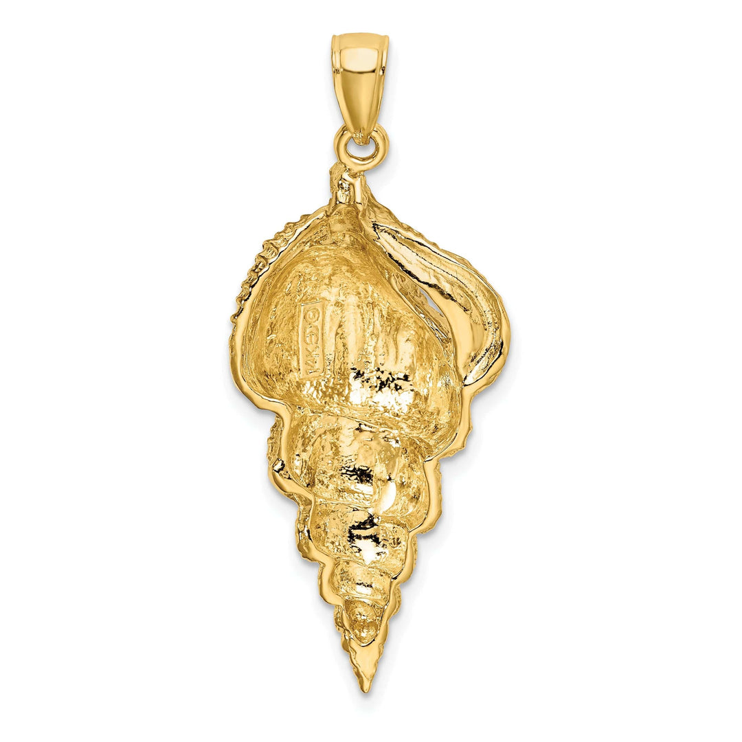 Lovely Rita's Pendants & Charms 14K Yellow Gold Open Back Solid Polish Textured Finish Wentletrap Shell Charm Pendant