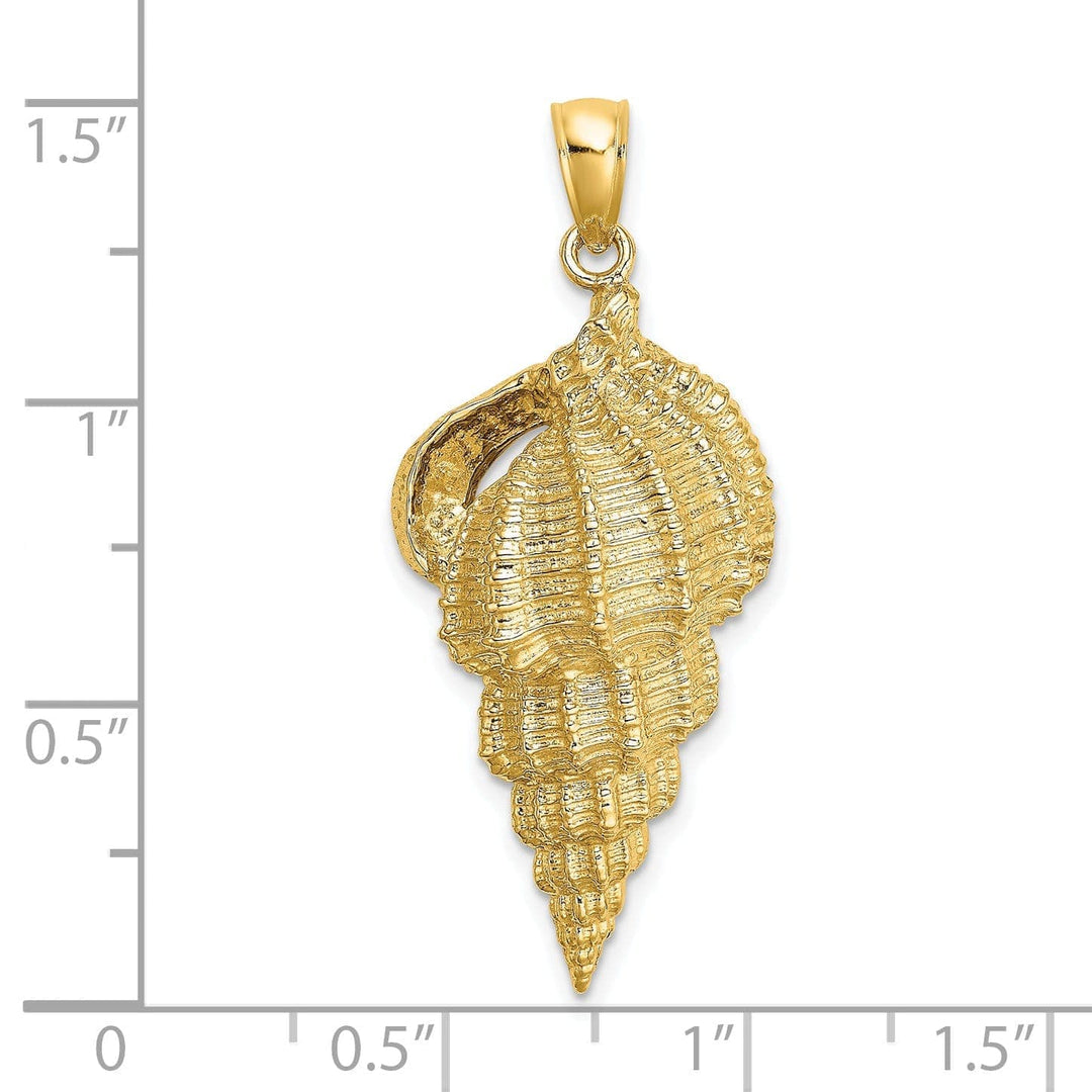 Lovely Rita's Pendants & Charms 14K Yellow Gold Open Back Solid Polish Textured Finish Wentletrap Shell Charm Pendant