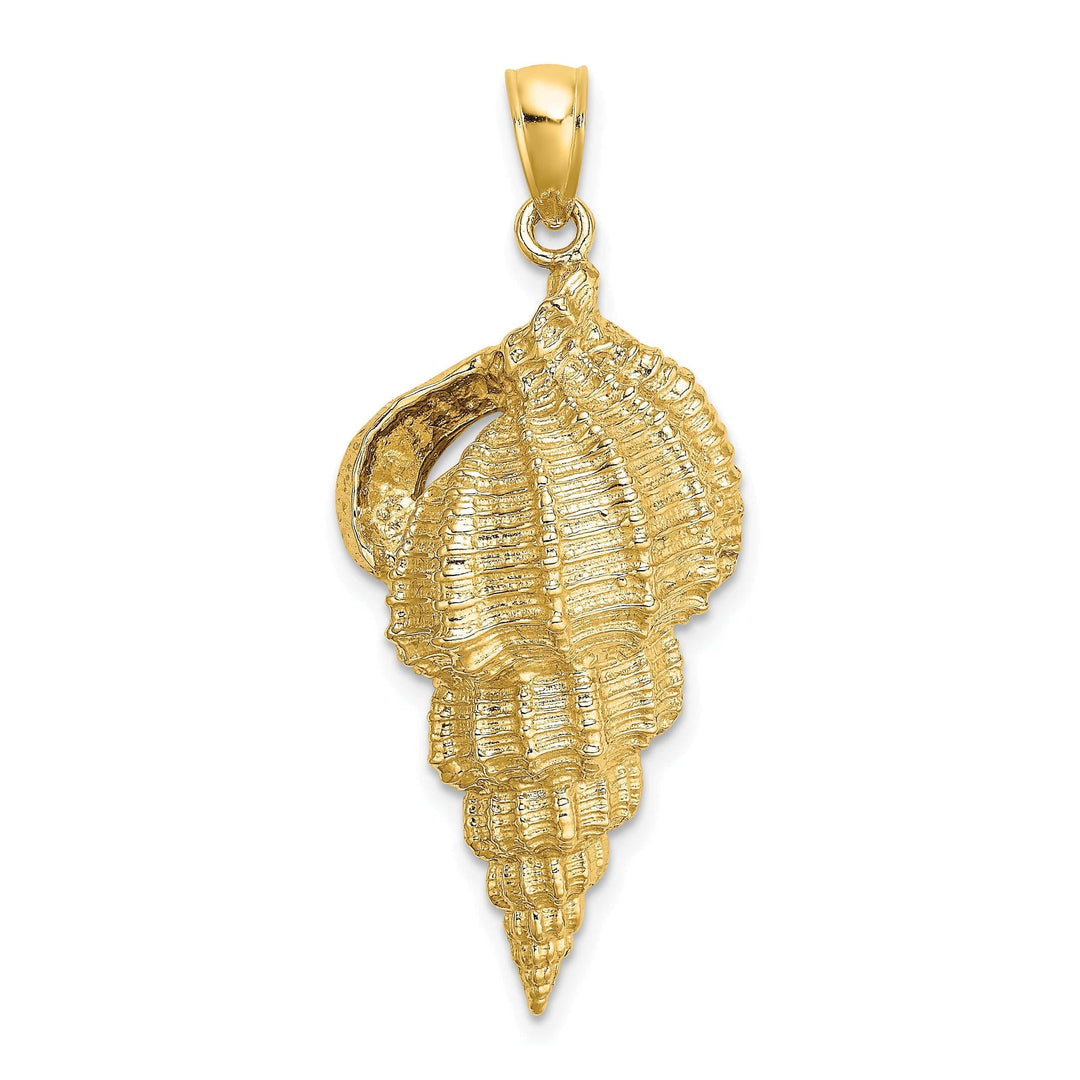 Lovely Rita's Pendants & Charms 14K Yellow Gold Open Back Solid Polish Textured Finish Wentletrap Shell Charm Pendant