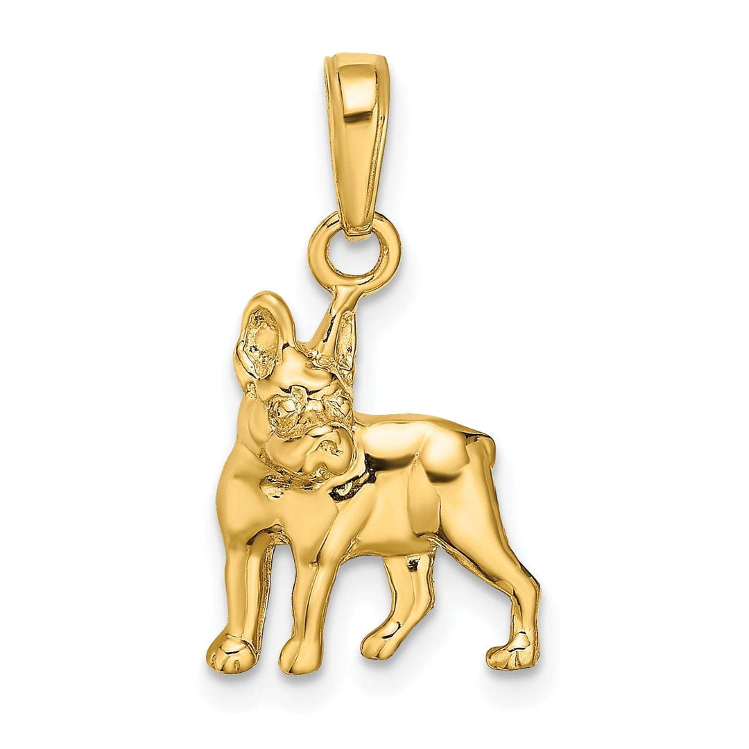 Lovely Rita's Pendants & Charms 14k Yellow Gold Open Back Solid Polished Finish Boston Terrier Dog Charm Pendant