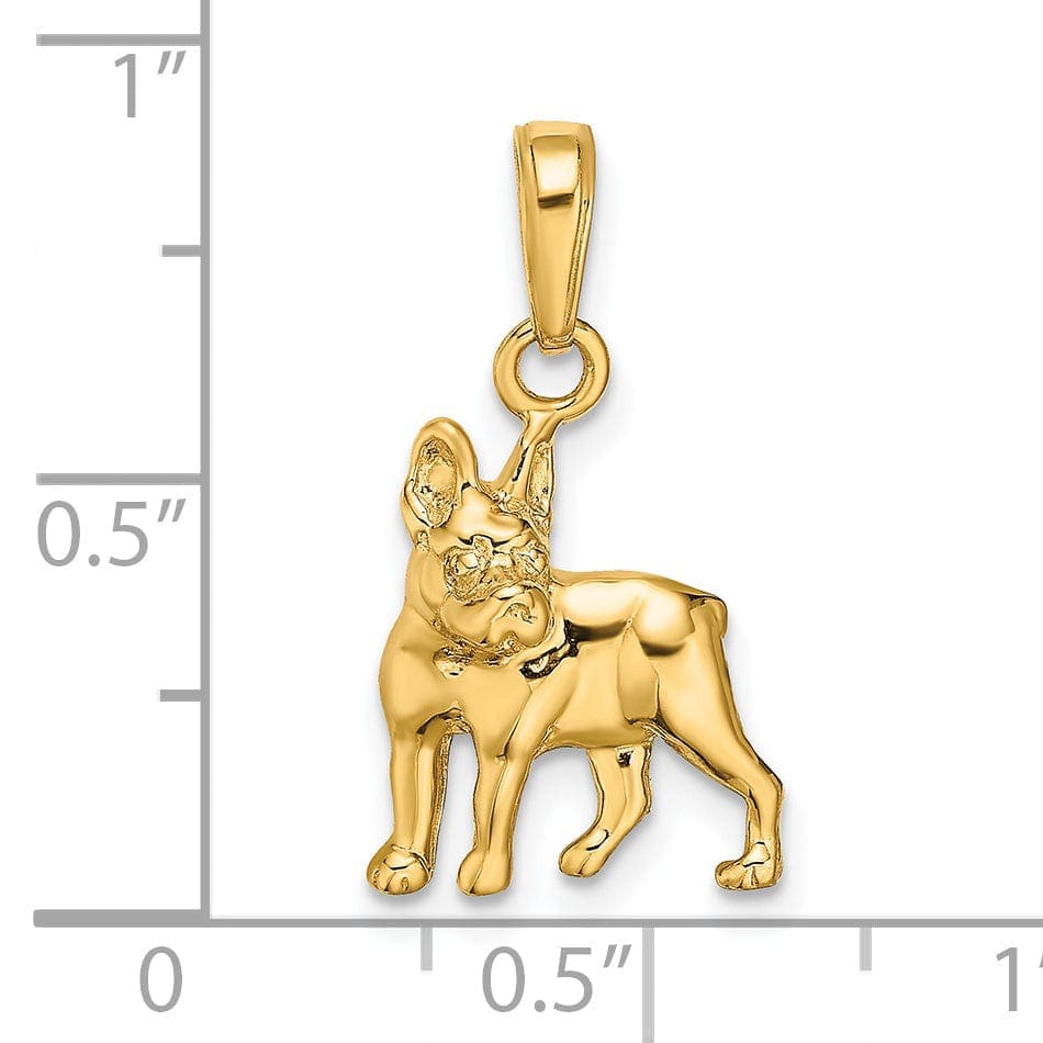 Lovely Rita's Pendants & Charms 14k Yellow Gold Open Back Solid Polished Finish Boston Terrier Dog Charm Pendant