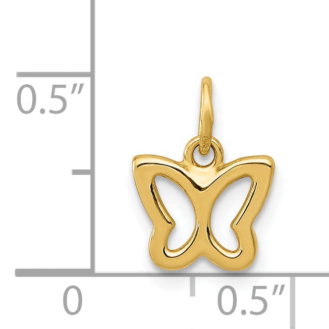 Lovely Rita's Pendants & Charms 14k Yellow Gold Open Back Solid Polished Finish Butterfly Charm Pendant